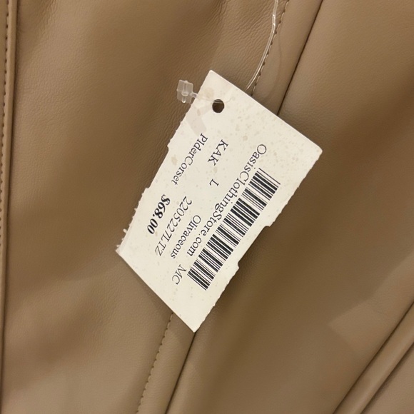 Olivaceous Tan Faux-Leather Crop Top - Picture 3 of 4